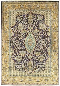Ghom Tappeto 140x200 Blu (Iran) Annodato A Mano