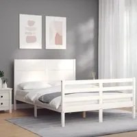 Giroletto con Testiera Bianco 140x190 cm in Legno Massello 3194617