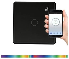 Interruttore touch 1 polo SMART 800W/230V nero Wi-Fi Tuya