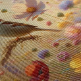 Quadro su tela – Passero nel giardino fiorito
