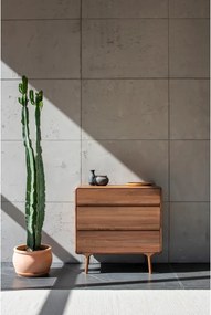 Cassettiera marrone in noce massiccio 90x90x45 cm Fawn – Gazzda