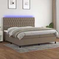 Letto a Molle Materasso e LED tortora 200x200cm in Tessuto 3135145