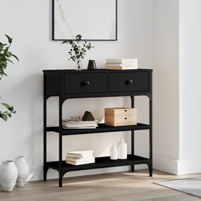 Tavolino Consolle Nero 72,5x25x75 Cm İn Legno Multistrato /