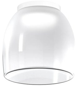 Plafoniera Contemporanea Drum Metallo Bianco Vetro 1 Luce Led 16W Calda