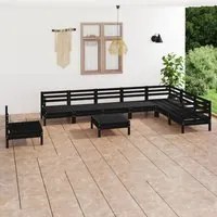 Set Divani da Giardino 9 pz in Legno Massello di Pino Nero cod mxl 36639