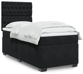 Giroletto A Molle Con Materasso Nero 80x200 Cm İn Velluto /