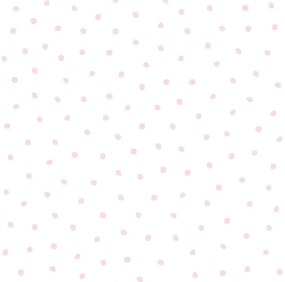 Carta da parati Precious Piccoli Pois rosa e bianco, 53 cm x 10.05 m