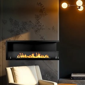 Camino a bioetanolo da incasso ad angolo biocamino angolare 120x45 cm SUTRI 120 DX