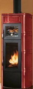 Palazzetti Elisa Stufa A Legna con Forno Con Rivestimento in ceramica Rosso Bordeaux