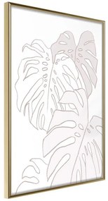 Poster  Beige Leaves  Cornice Quadri Cornice d'oro, Larghezza x Altezza Home decor 40x60