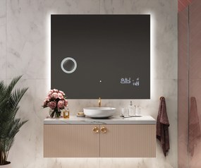Rettangolare specchio bagno con luce LED L62 specchio retroilluminato da trucco con Specchio cosmetico, Tappetino riscaldante