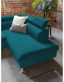 Divano letto angolare a U in velluto turchese (angolo destro) Sweet Harmony - Miuform