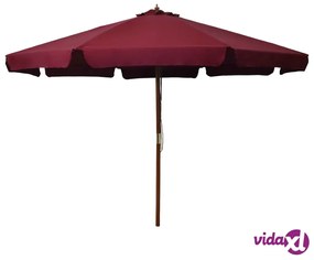vidaXL Ombrellone da Esterni con Palo in Legno 330 cm Rosso Borgogna