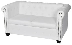 Divano chesterfield a 2 posti in finta pelle bianco