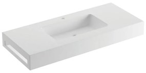 Lavabo consolle rettangolare L 120 x P 46 x H 14 cm in solid surface bianco