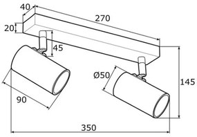 Argon 0891 - Faretto LED LAGOS 2xGU10/5W/230V nero/ottone