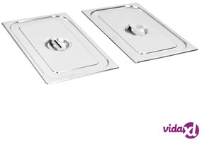 vidaXL Coperchi per Contenitori Alimentari GN 1/1 2 pz in Acciaio Inox