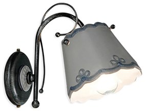 Applique Classica Ravenna Metallo E Ceramica Nero Sfumato Argento 1 Luce E14