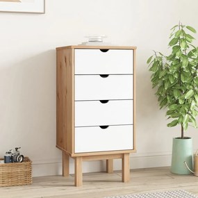 Cassettiera Otta Marrone E Bianco 45x39x90 Cm İn Legno Di Pino /