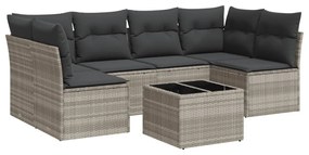 Set divani da giardino 7pz con cuscini grigio chiaro polyrattan