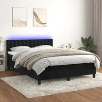 Letto a Molle con Materasso e LED Nero 140x200 cm in Velluto 3134647