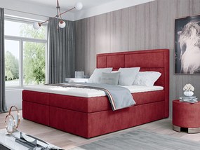 Letto matrimoniale boxspring Cardiff - 160 x 200 cm , Tessuto rosso amarena