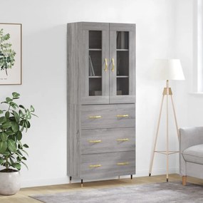 Credenza Grigio Sonoma 69,5x34x180 Cm İn Legno Multistrato /