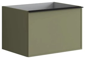 Mobile da bagno sotto lavabo Pixel frame verde salvia laccato opaco L 60 x H 40 x P 45.5 cm 2 cassetti, lavabo non incluso