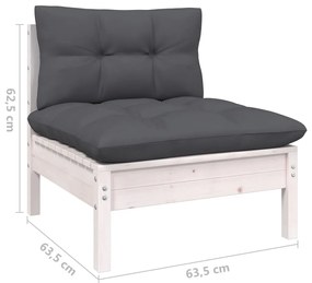 Set Divani da Giardino 12 pz con Cuscini Legno di Pino Bianco