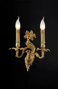 2-light sconce in art casting - 12.602/2 - Gold light and Crystal - Arredoluce Oro 24 kt