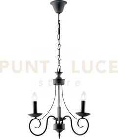Lampadario beatrice in metallo antracite 3 luci attacco e14 37x120cm