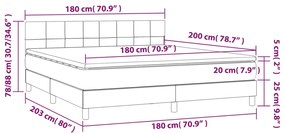 Letto a Molle Materasso e LED MarroneScuro 180x200cm in Tessuto