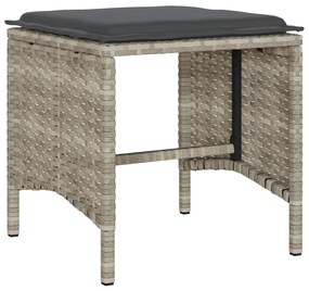 Set divano da giardino 6pz con cuscini grigio chiaro polyrattan