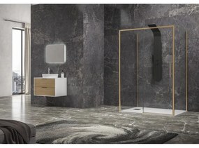 Kamalu - Cabina doccia 3 lati 80x140x80 oro satinato anta scorrevole  | KLA-4000G