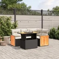 Set Divani da Giardino 5 pz con Cuscini in Polyrattan Nero 3273940