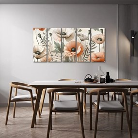 Quadri 5 pezzi – Papaveri delicati
