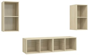 Mobile tv a parete 4 pz rovere sonoma in truciolato