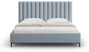Letto matrimoniale imbottito azzurro con contenitore con griglia 140x200 cm Casey - Mazzini Beds
