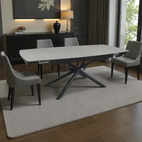 Tavolo allungabile 140-200x90 cm top marmo grigio gambe nere - VERAL