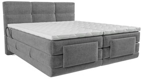 Set letto Boxspring test. trapuntata+Rete relax elett.+Materasso+Topper 2x80x200 cm Grigio - LODI di PALACIO