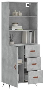 Credenza grigio cemento 69,5x34x180 cm in legno multistrato