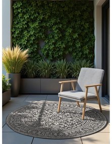 Tappeto da interno/esterno rotondo bianco e nero ø 160 cm Duet Kona – NORTHRUGS