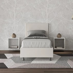 Letto singolo con rete imbottito 80x200 similpelle bianco Adele