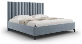 Letto matrimoniale imbottito blu chiaro con contenitore con griglia 160x200 cm Casey - Mazzini Beds