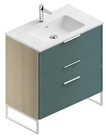 Mobile sottolavabo e lavabo Quadra per vasca centrale natura/mirto in mdf L 80 x H 93 x P 46 cm 3 cassetti