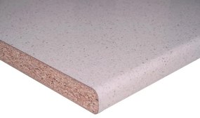 Piano cucina in truciolare rivestito in laminato hpl marmo glitter bianco Glitter L 305 x P 60 cm, spessore 3.8 cm