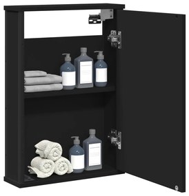 Mobile Da Bagno Con Specchio Nero 42x12x60 Cm Legno Multistrato /