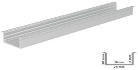 3 Metri Profilo Canalina Barra Alluminio Larga Da Incasso Per Striscia Led Fino A 20mm