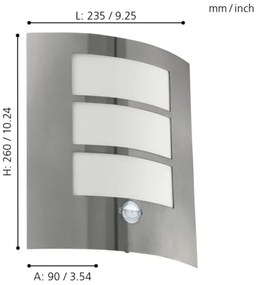 EGLO 88142 - Applique da esterno con sensore CITY 1xE27/15W