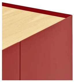 Cassettiera bassa rossa effetto rovere 165x78 cm Arista - Teulat